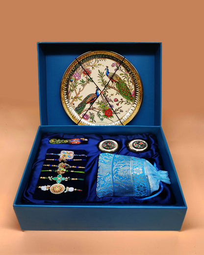 The Peacock Durbar | Deluxe Rakhi Box in teal