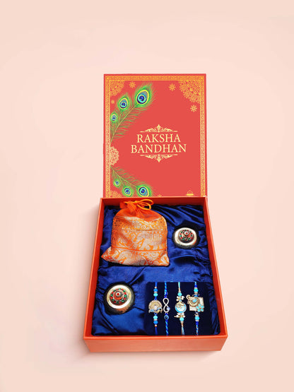 The Peacock Courtyard | Classic Rakhi Box in orange