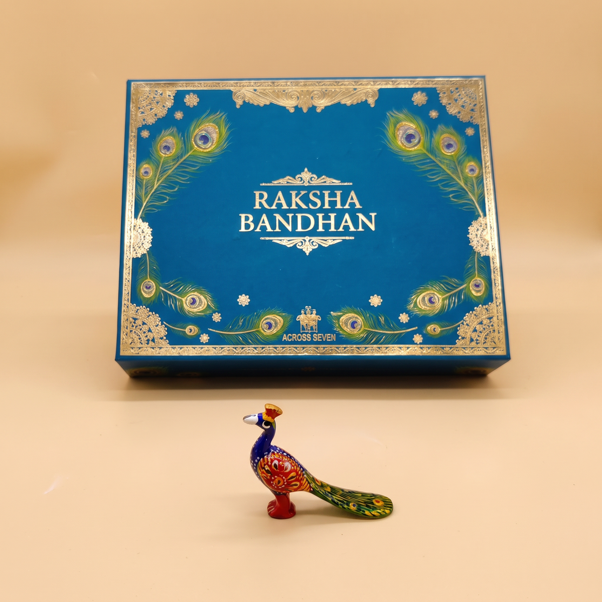 The Peacock Durbar | Deluxe Rakhi Box in teal