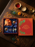The Peacock Courtyard (Classic Rakhi Box, orange)
